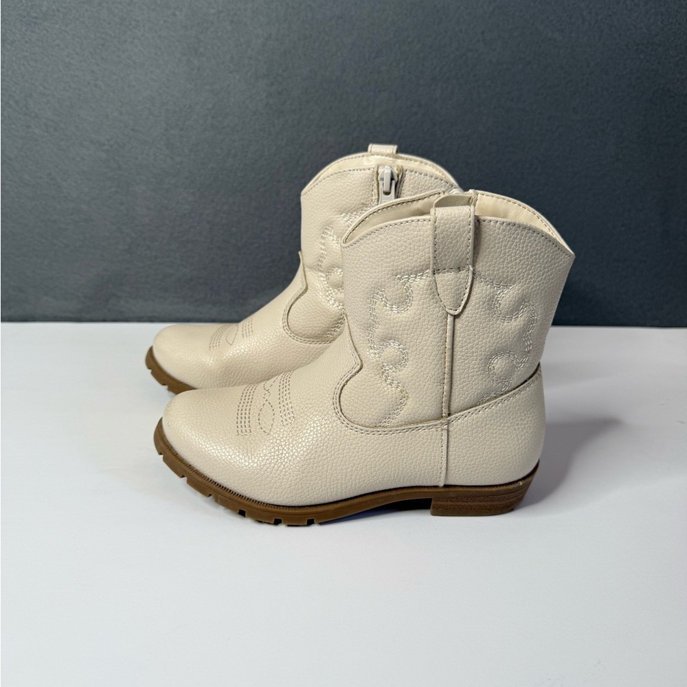 Cat & Jack Girls’ Cream Cowgirl Western Boots Ankle-High Kids